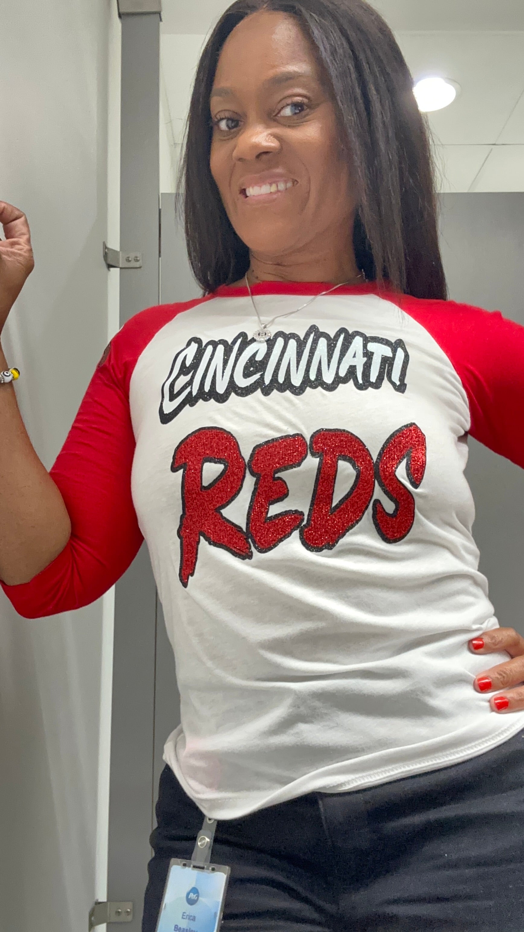 Cincy Reds with custom name on back and a number