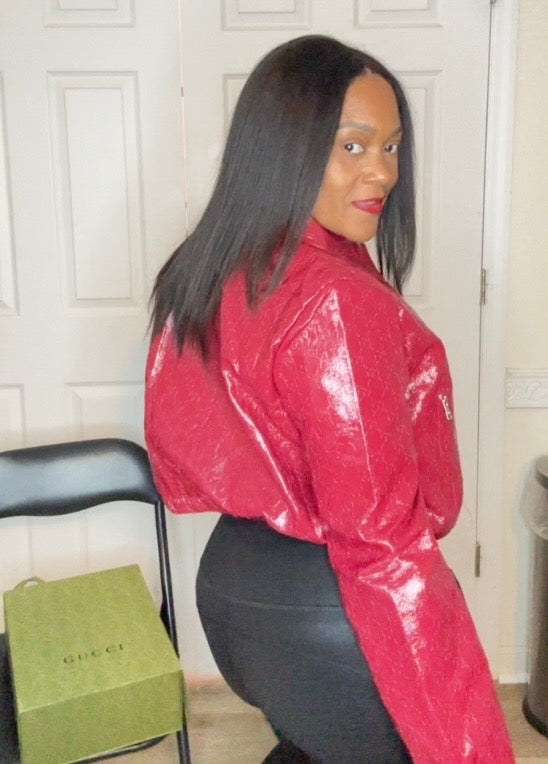 Gucci GG embossed XL leather bomber zip up jacket