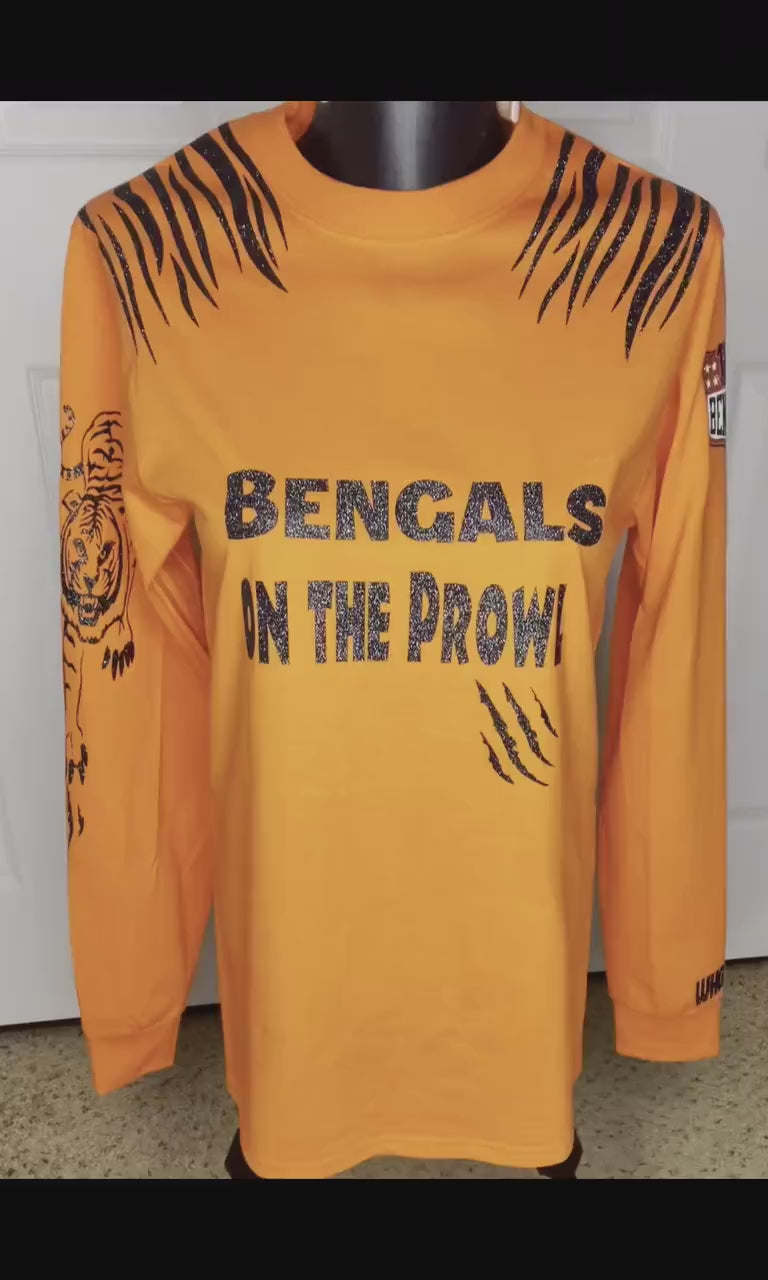 Bengals on the prowl long sleeve orange unisex tee