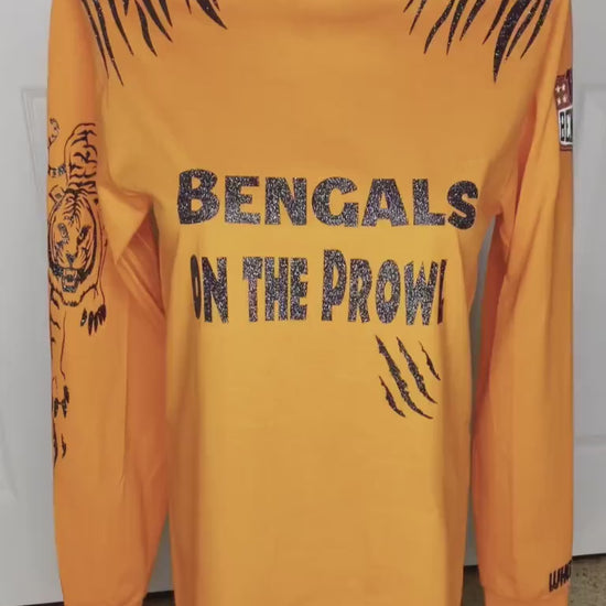 Bengals on the prowl long sleeve orange unisex tee