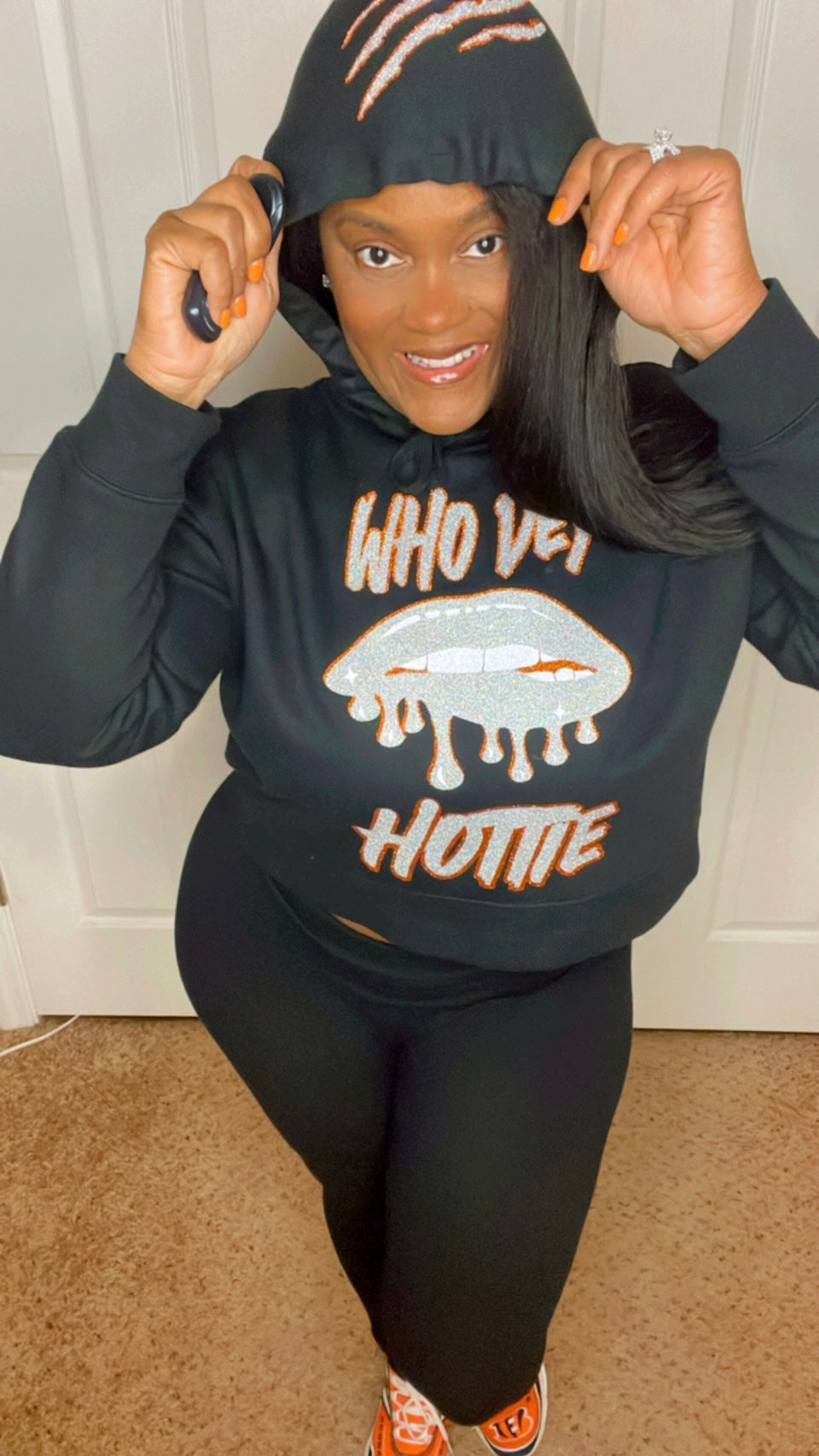 Who Dey Hottie Black Crop Top Hoodie and or Ladies Style Hoodie