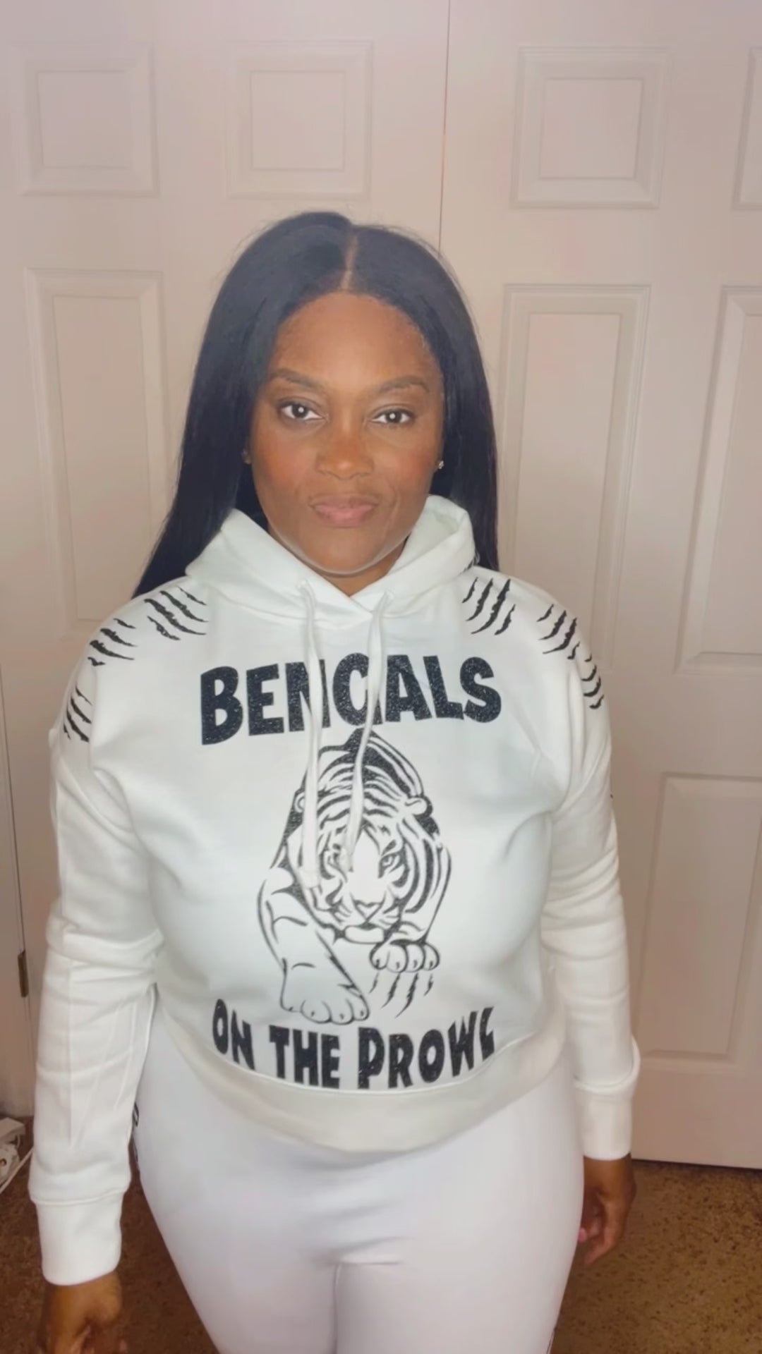 White out Ladies crop top Hoodie or Unisex hoodie PANTS NOT INCLUDED