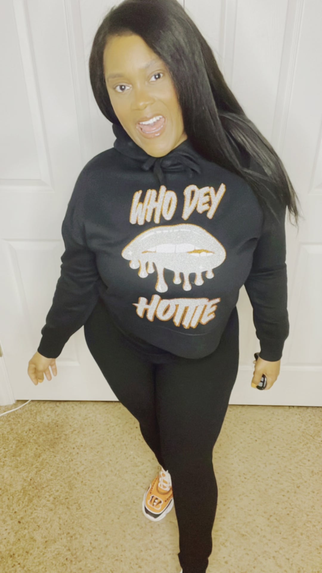 Who Dey Hottie Black Crop Top Hoodie and or Ladies Style Hoodie