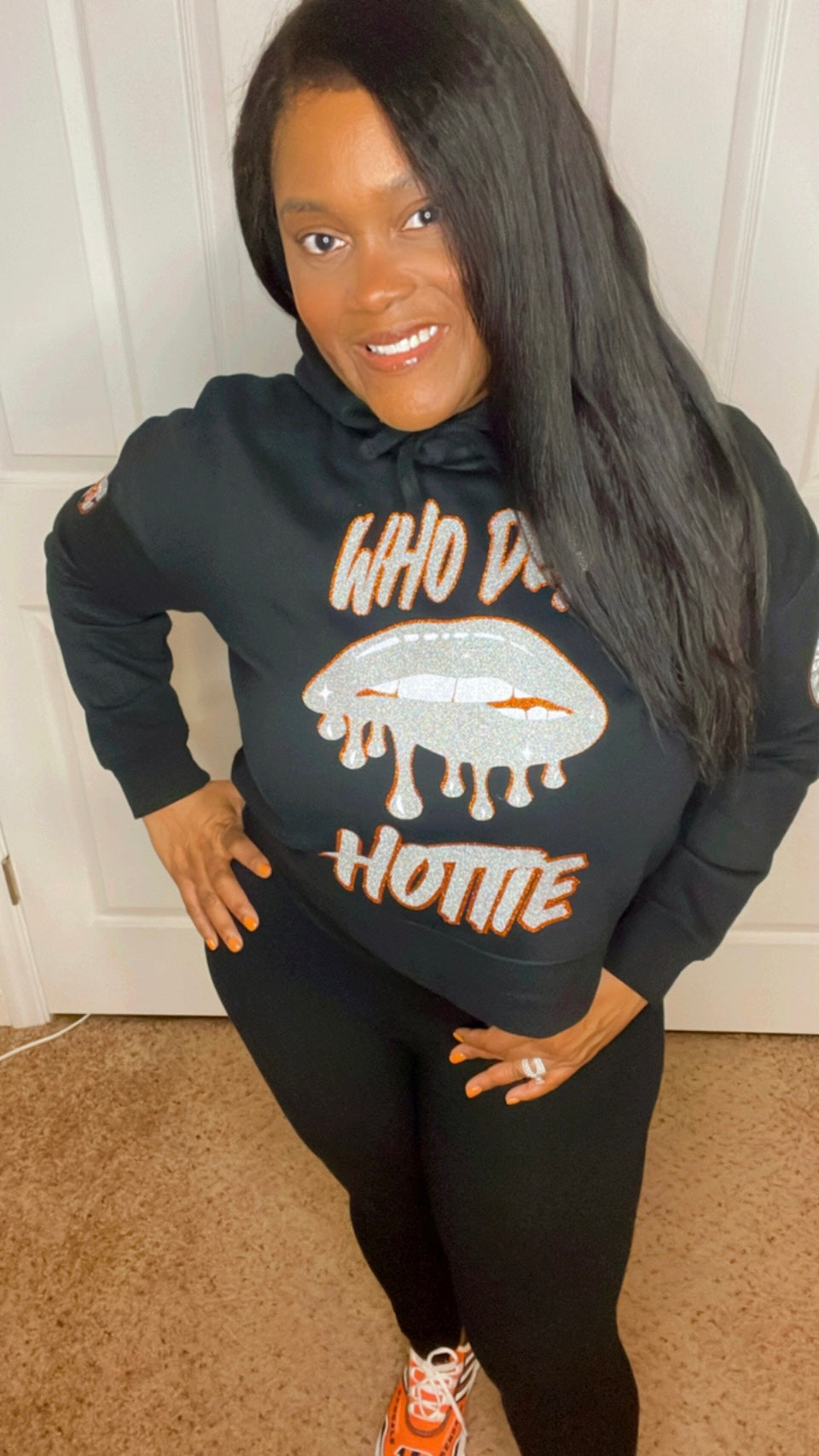 Who Dey Hottie Black Crop Top Hoodie and or Ladies Style Hoodie