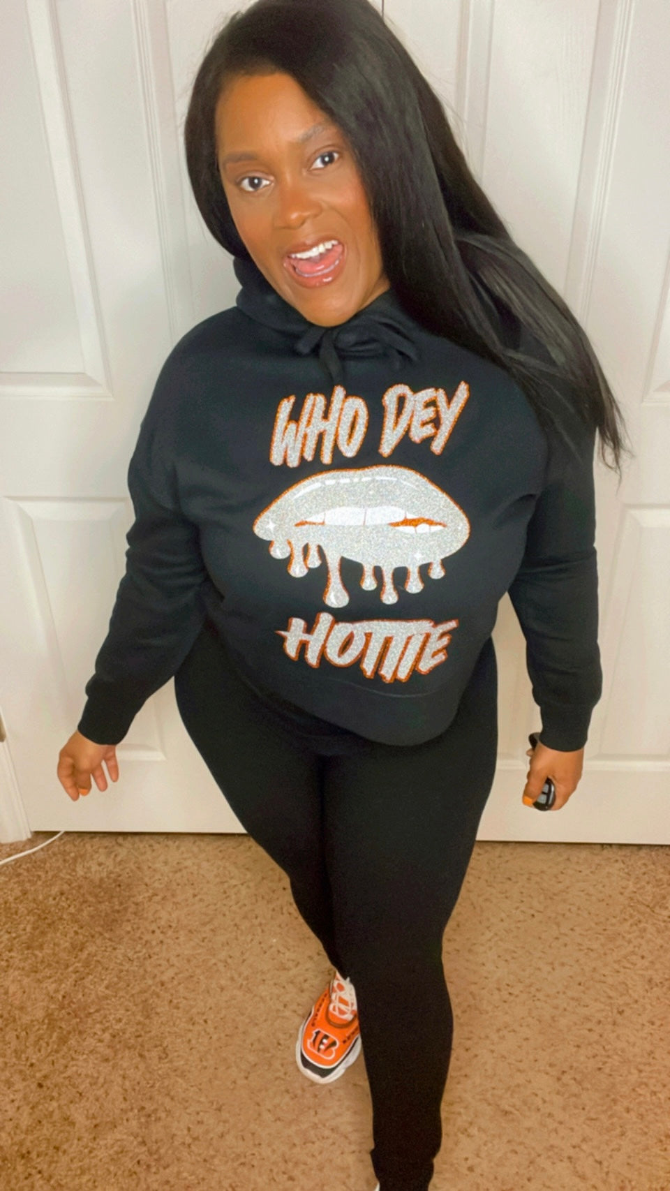 Who Dey Hottie Black Crop Top Hoodie and or Ladies Style Hoodie